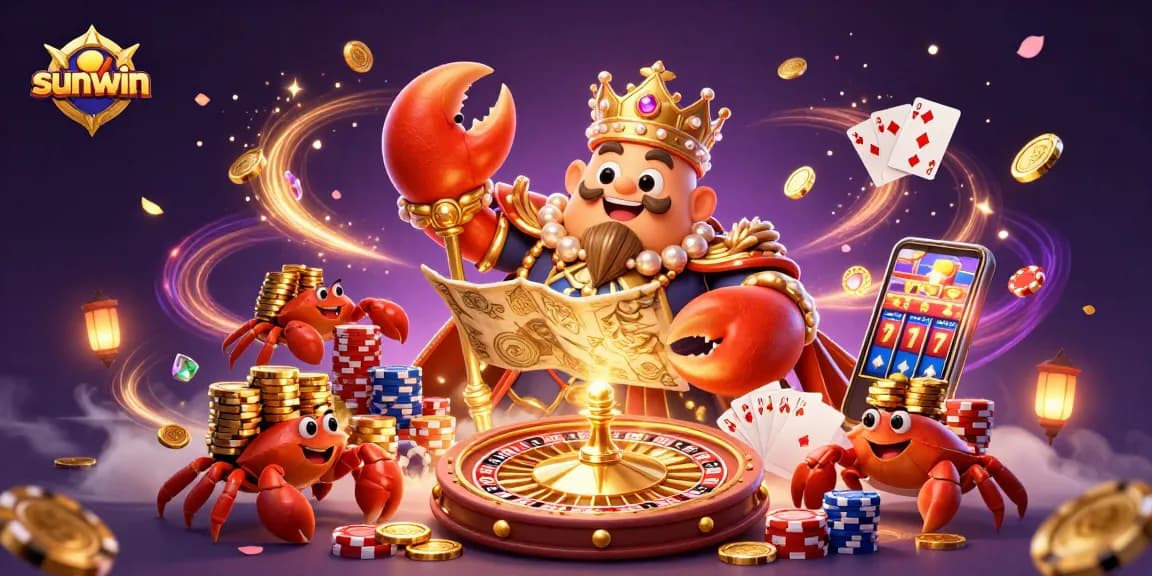 Play and win with sunwin in a vibrant 3D casino scene showcasing treasure and excitement.