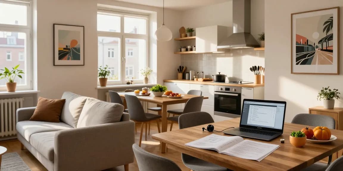 Gemütliche Monteurwohnung in Hannover mit modernem Wohnbereich, perfekt für berufliche Aufenthalte.