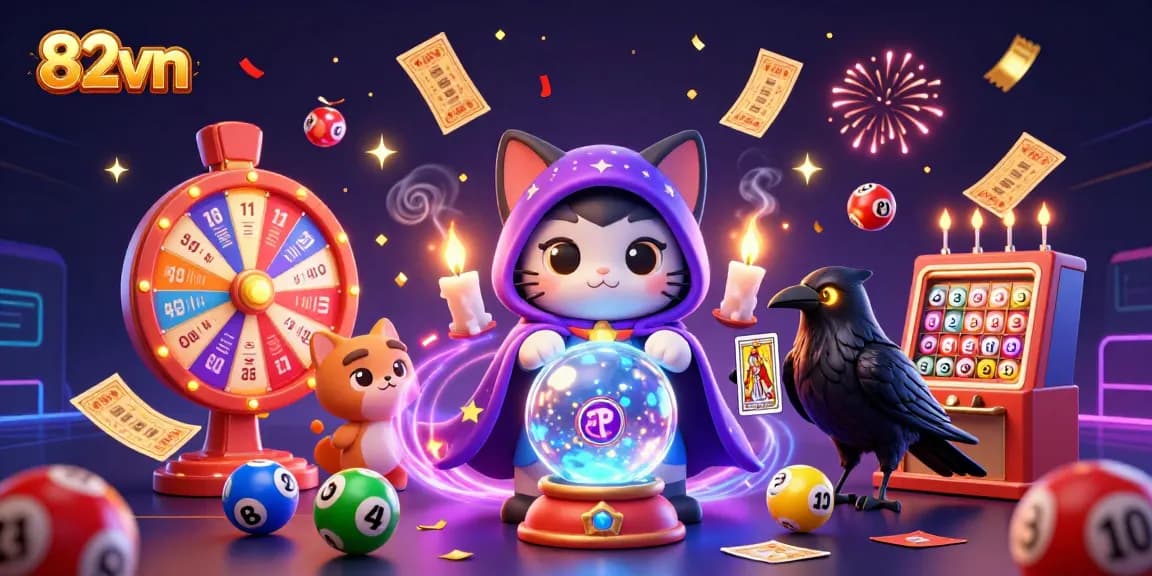 Engage with the vibrant world of 82vn casino, showcasing exciting lottery games and festive elements.