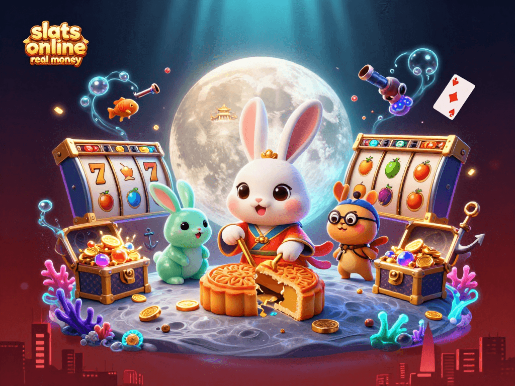 Engage with slots online real money through this vibrant 3D illustration featuring enchanting casino-themed characters and elements.