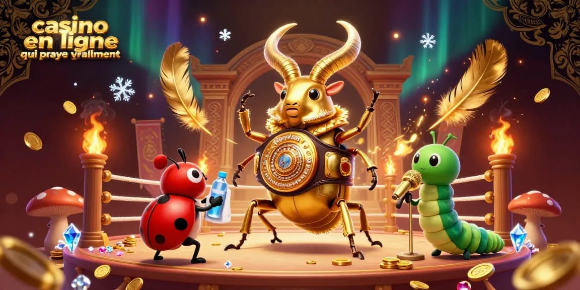 Casino en ligne qui paye vraiment : mise en scène de combat entre un scarabée géant et une coccinelle dans une arène
