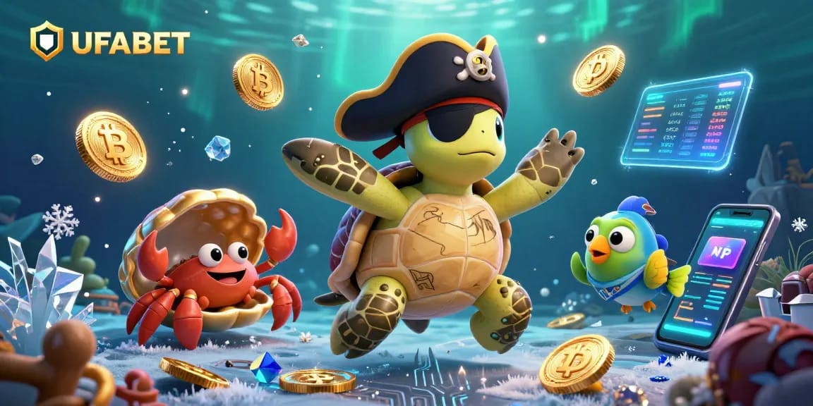 Bet big on UFABET with thrilling characters and exciting gaming elements in a vibrant underwater scene.