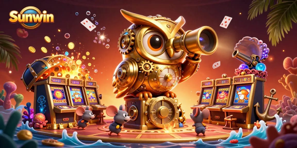 Experience thrilling gameplay at Sunwin with immersive 3D characters and dynamic casino elements in a richly detailed scene.