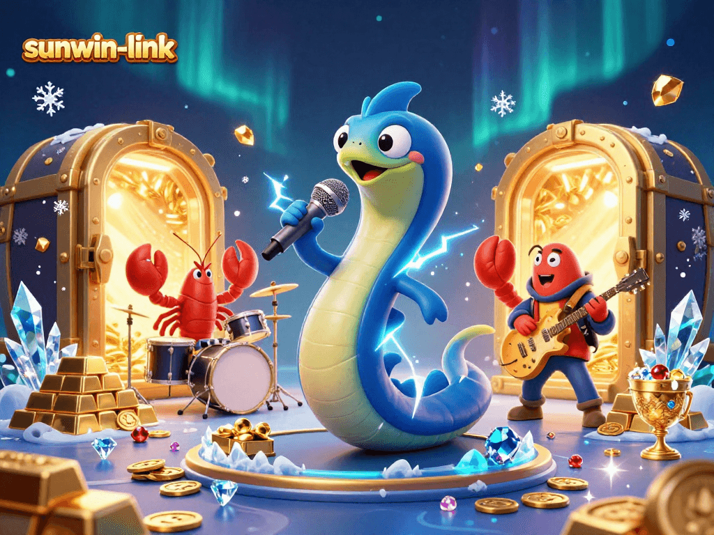 Experience the thrill of sunwin-link with vibrant underwater casino characters and dynamic treasure elements.