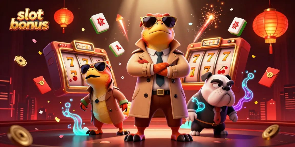 Engage with slot bonus strategies in this vibrant casino scene with raptors and casino elements.