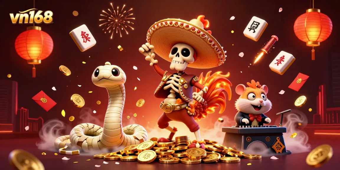 Experience thrilling fun at vn168 with a vibrant 3D casino scene full of excitement and golden treasures.