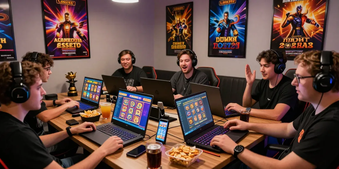 Excited players enjoying luxury333 slot games with vibrant screens and modern decor.