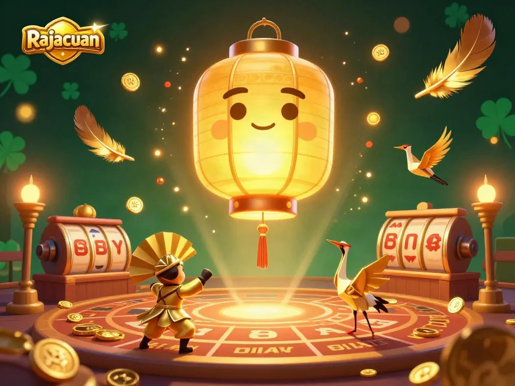 Spin the reels at Rajacuan's vibrant casino, lit by a golden spirit and surrounded by riches.