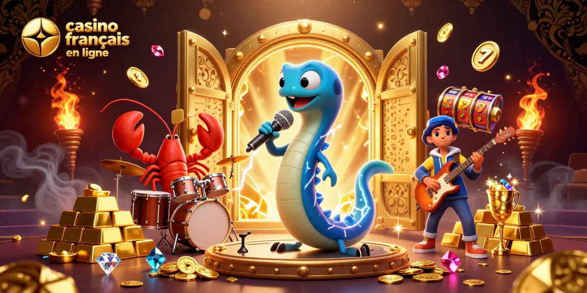 Un spectacle vibrant de casino français en ligne avec des personnages fantastiques comme une anguille électrique DJ et une bande sous-marine.