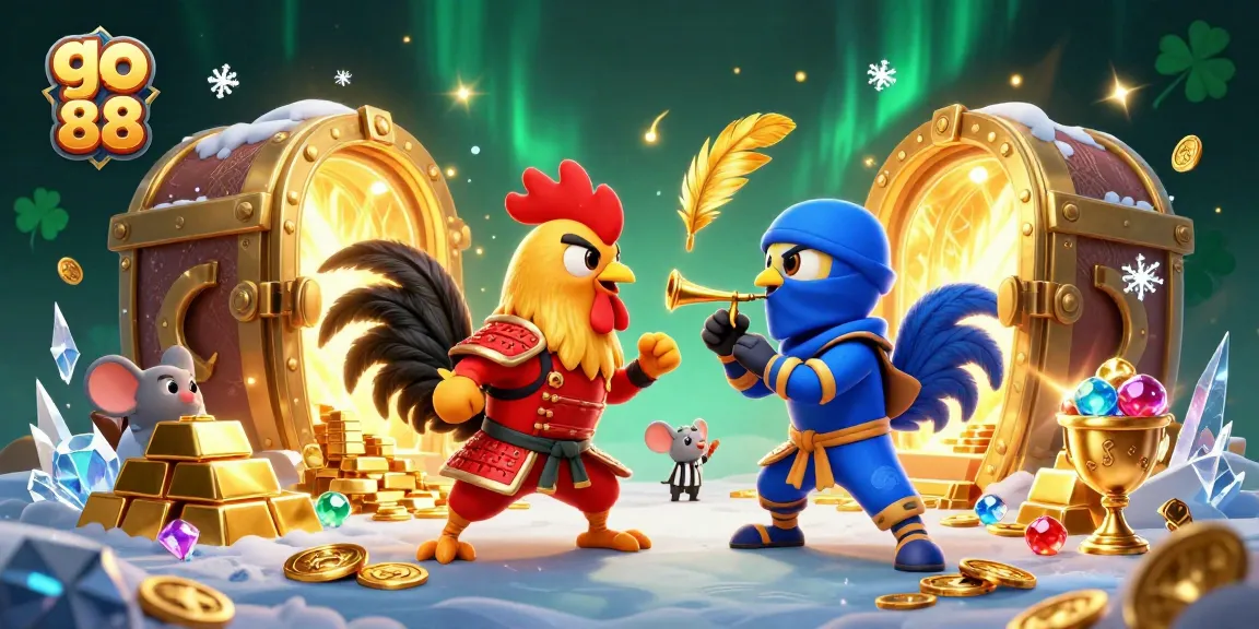 Bet big with go 88: fighting roosters showcase thrilling action in a vibrant casino scene.
