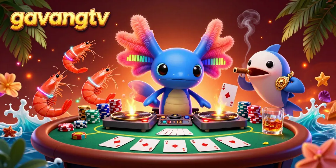 Experience thrilling poker action with gavangtv's vibrant 3D casino scene featuring dynamic characters and game elements.