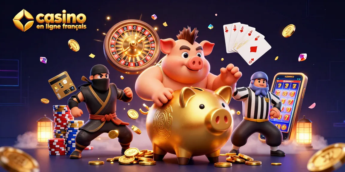 Jouez aux jeux de casino en ligne français avec des personnages amusants et des pièces dorées