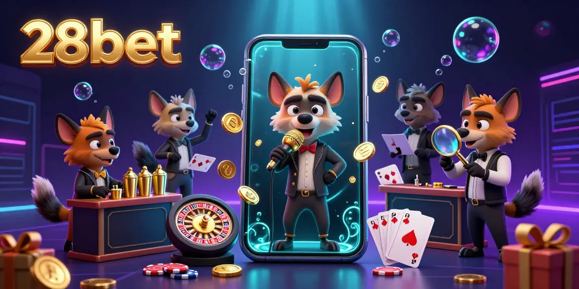 Join the 28bet hyenas in a vibrant comedy casino club filled with games and gold.