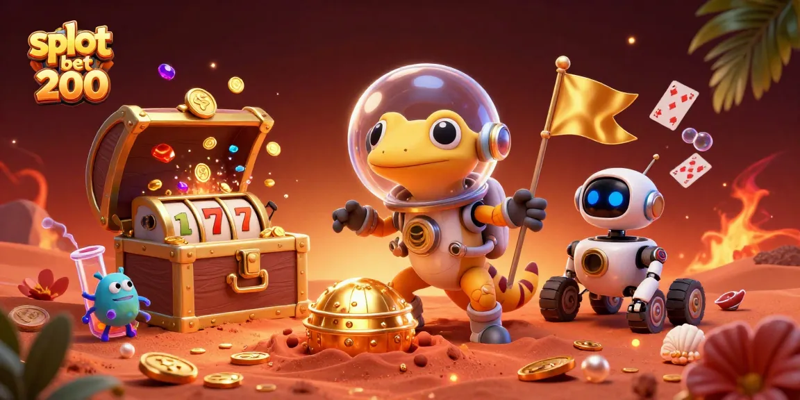 Win big today with slot bet 200, featuring vibrant 3D casino elements and characters.