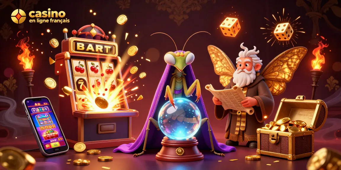 Recevez des gains au casino en ligne francais avec une illustration dynamique et magique.