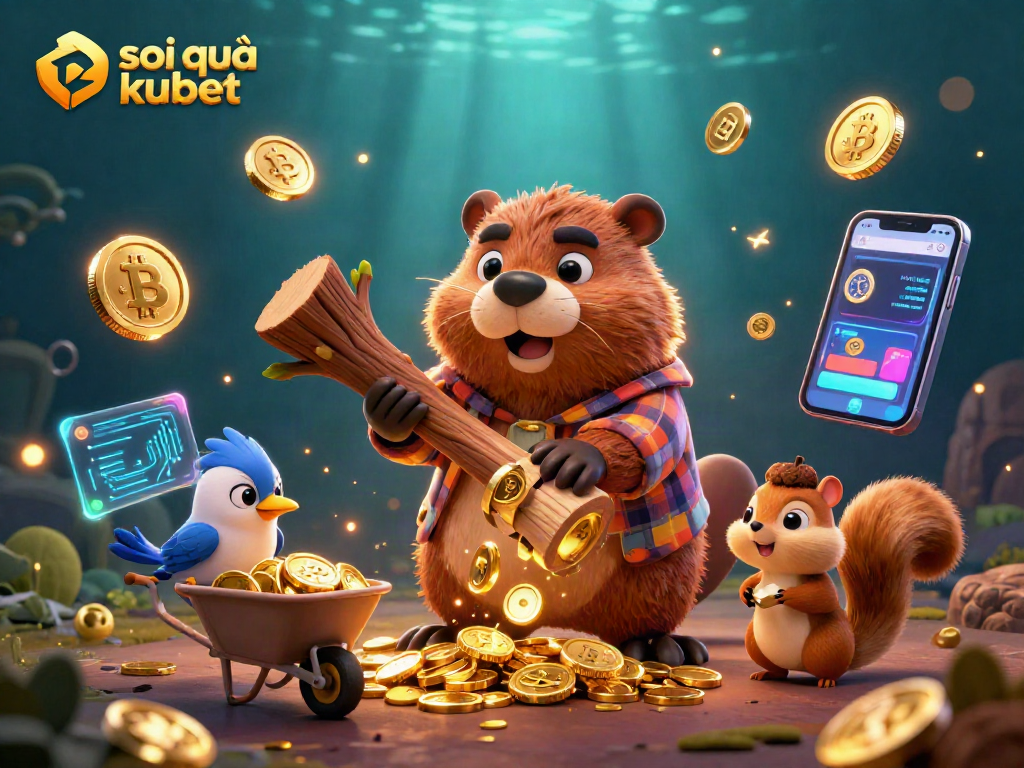 Engage in soi cầu kubet with dynamic gaming visuals of coins raining down and lively characters.
