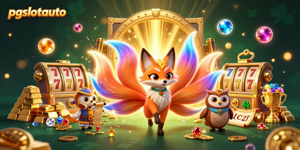 Experience the excitement of pgslotauto with vibrant slots and treasures in this stunning 3D illustration.