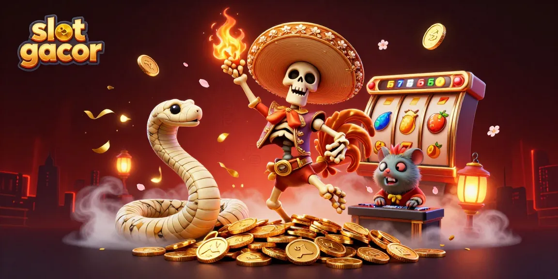 Experience thrilling wins with slot gacor featured in this vibrant, festive 3D illustration.