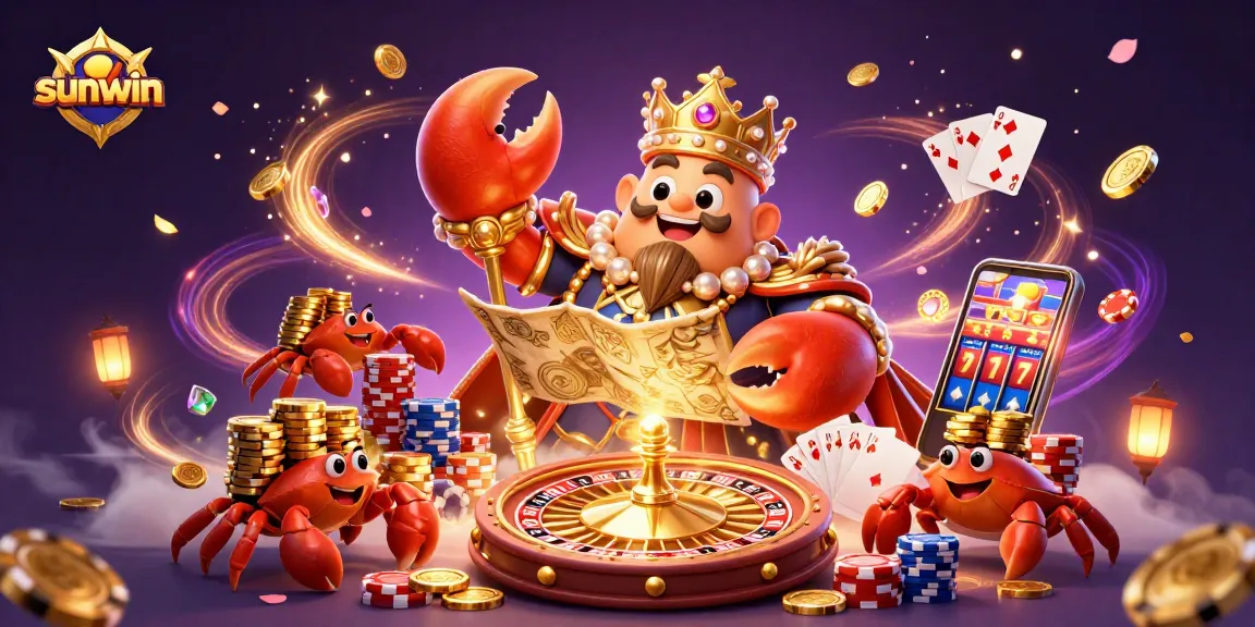 Play and win with sunwin in a vibrant 3D casino scene showcasing treasure and excitement.