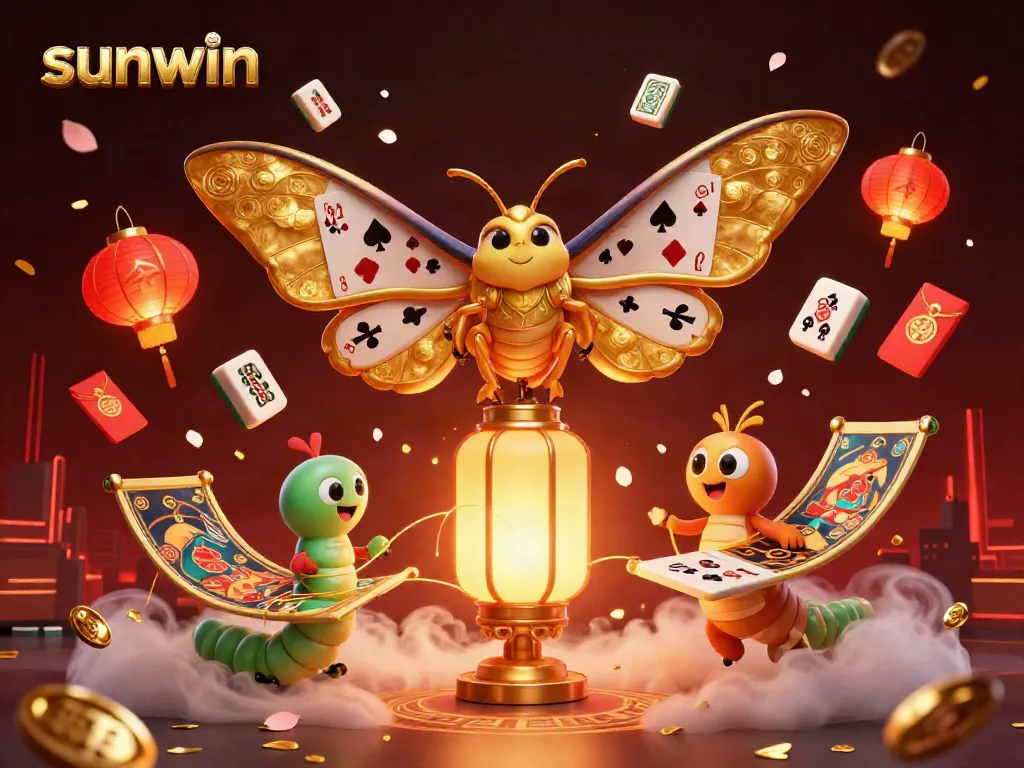 Engage with sunwin in a vibrant 3D casino scene featuring golden wings and dynamic elements.