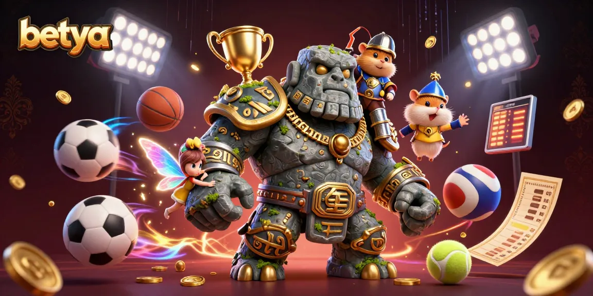 Experience thrilling sports betting action with betya, featuring a 3D golem, fairy, and hamster knight.
