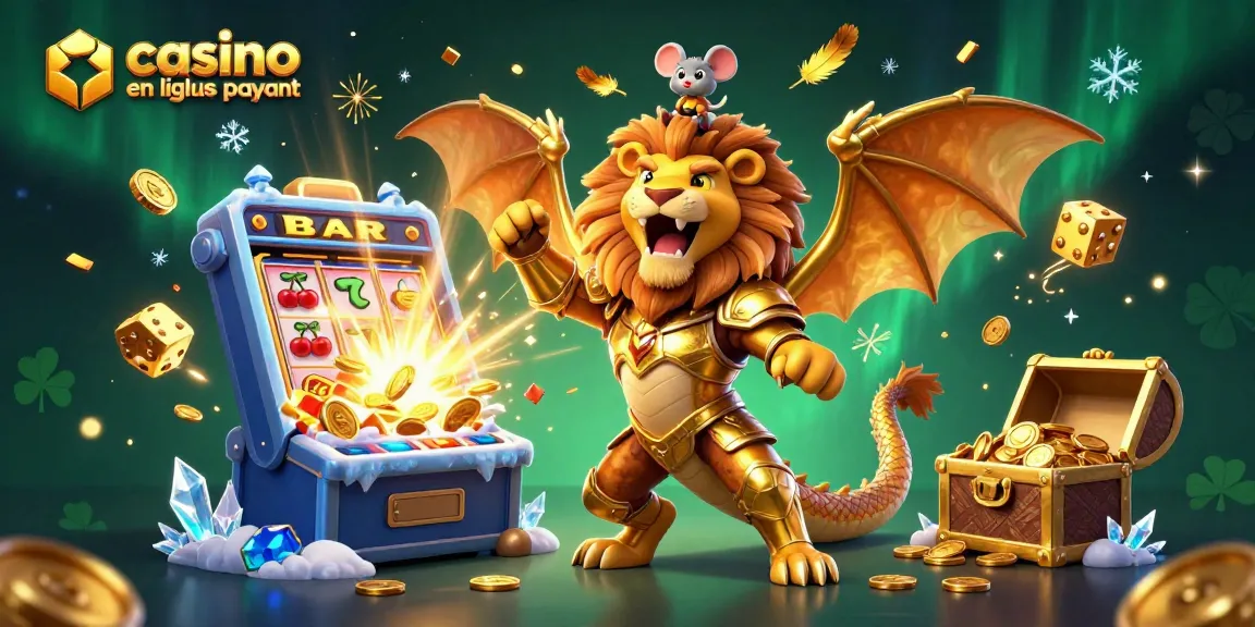 Découvrez le casino en ligne le plus payant avec cette illustration dynamique de gains, machines à sous et récompenses en or