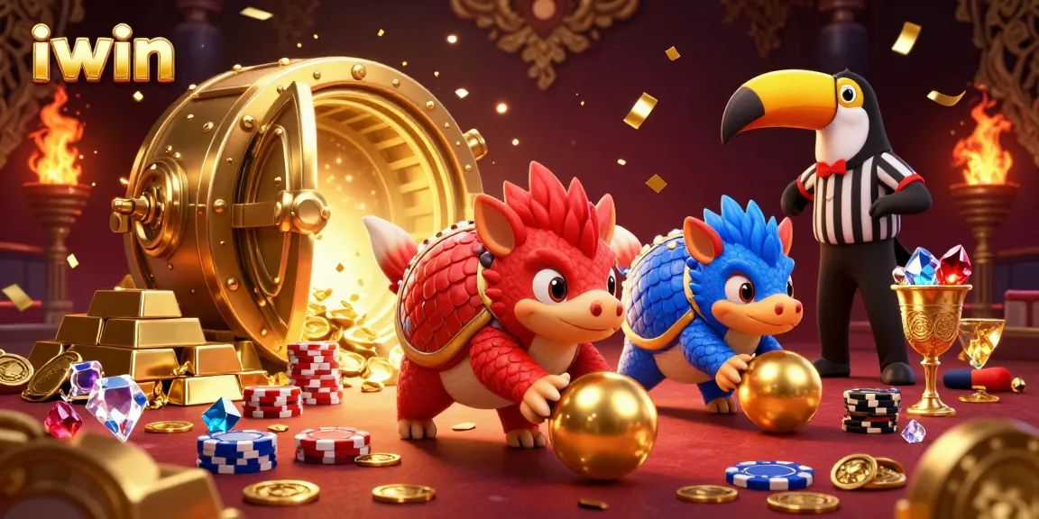 iwin pangolins compete in a vibrant casino scene, showcasing dynamic roulette and poker action.