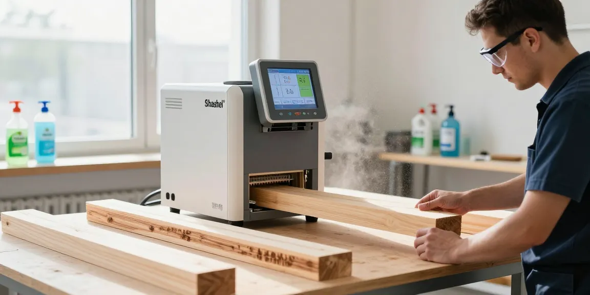 Shashel® microwave equipment in use for quick and effective woodworm elimination in a workshop setting.