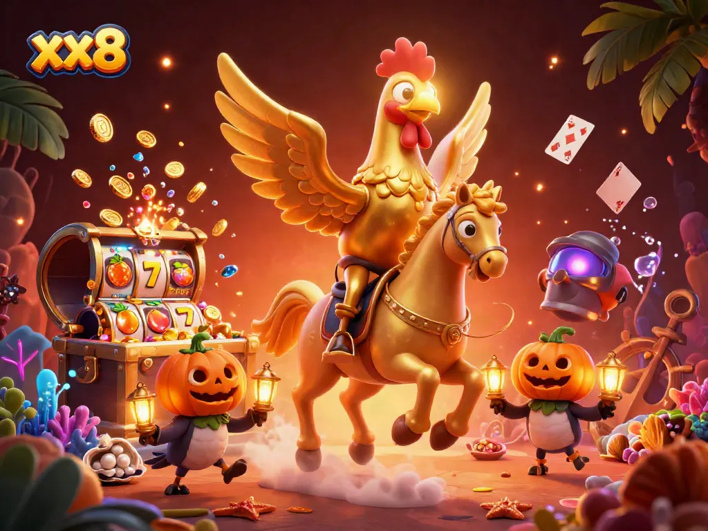 Spin the reels and win big with xx8 casino's vibrant atmosphere filled with gold coins and dazzling treasures.