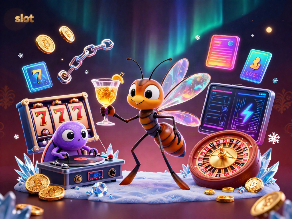 Experience thrilling slot action in this captivating casino scene featuring vibrant characters and shimmering elements.