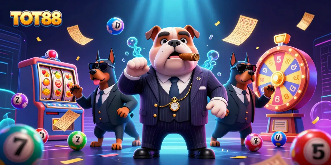 Experience vibrant gaming action featuring TOT88 with dynamic lottery elements and a mafia boss.
