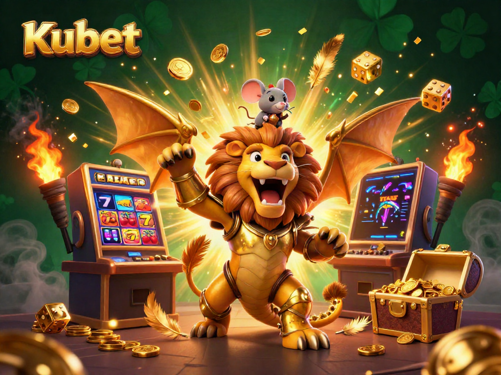 Kubet brings thrilling casino action with a golden armored chimera and a mouse jockey amidst jackpot excitement.