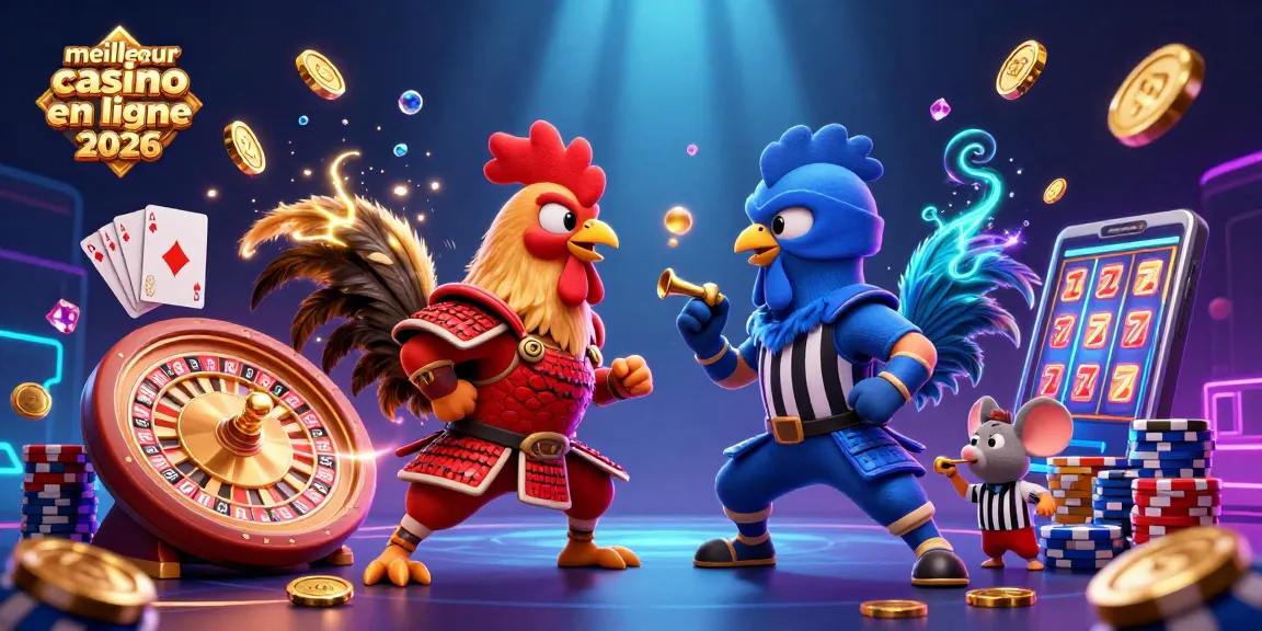 Les coqs combattants en armure et en ninja dans un duel épique au meilleur casino en ligne 2026.