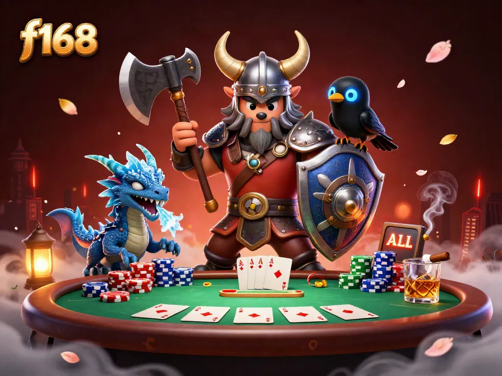 Engage in thrilling poker action with f168 amidst a vibrant casino scene
