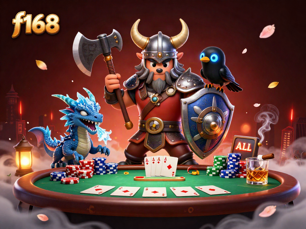 Engage in thrilling poker action with f168 amidst a vibrant casino scene