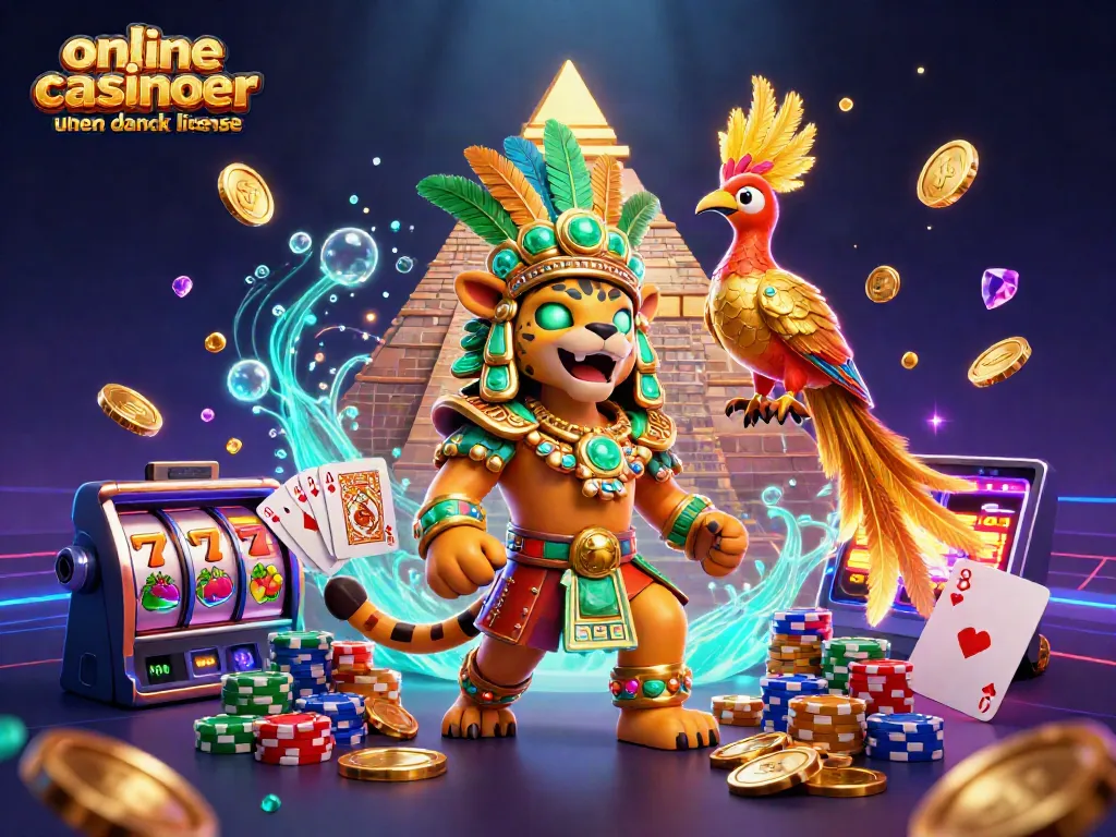 Spin the reels at online casinoer uden dansk licens featuring vibrant Mayan characters and casino-themed elements.