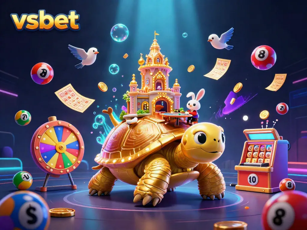 Experience thrilling gaming at vsbet with golden tortoises, vibrant prizes, and energetic gameplay