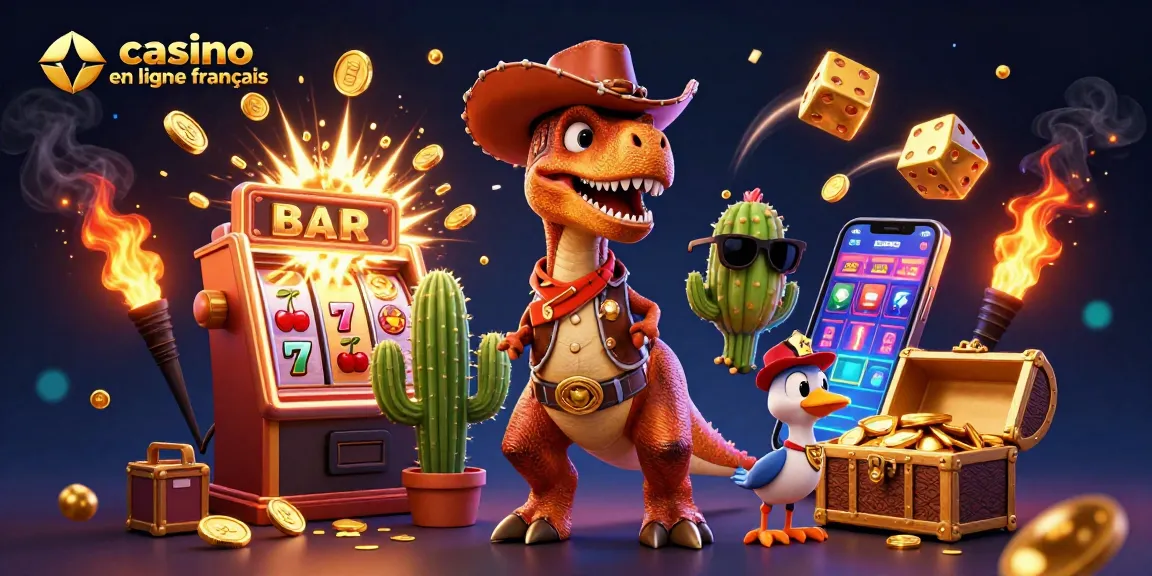 Profitez des gains sur les jeux de casino en ligne français avec des illustrations colorées et dynamiques.