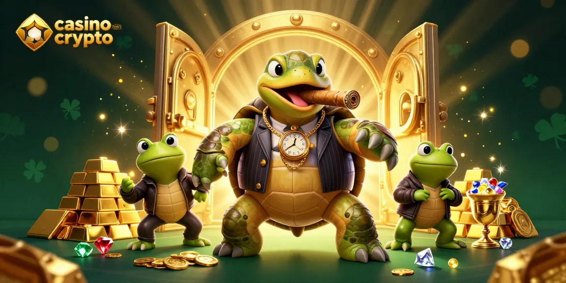 Visualisez un monde coloré et passionnant du casino en ligne crypto avec une tortue mobster.