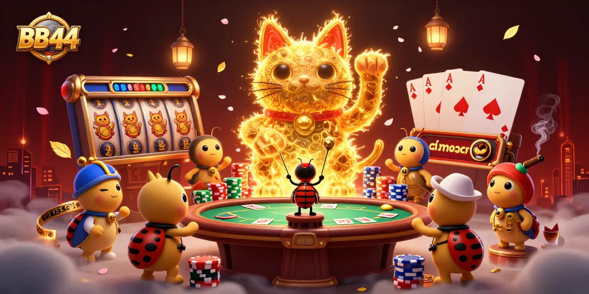 Engage with BB44's vibrant lucky cat casino scene filled with dynamic gaming elements.