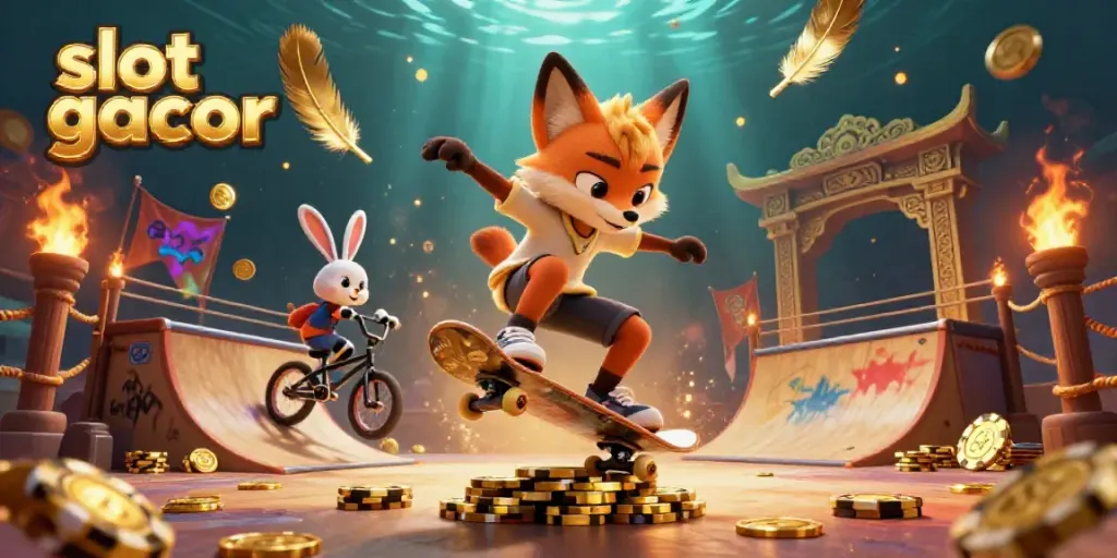 Experience slot gacor with energized 3D characters and a vibrant casino-themed scene full of action.