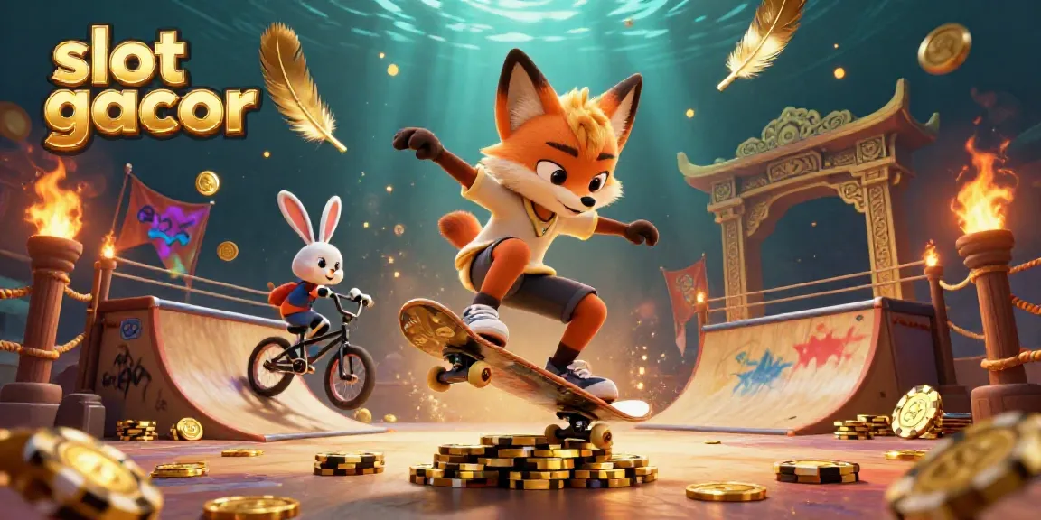 Experience slot gacor with energized 3D characters and a vibrant casino-themed scene full of action.