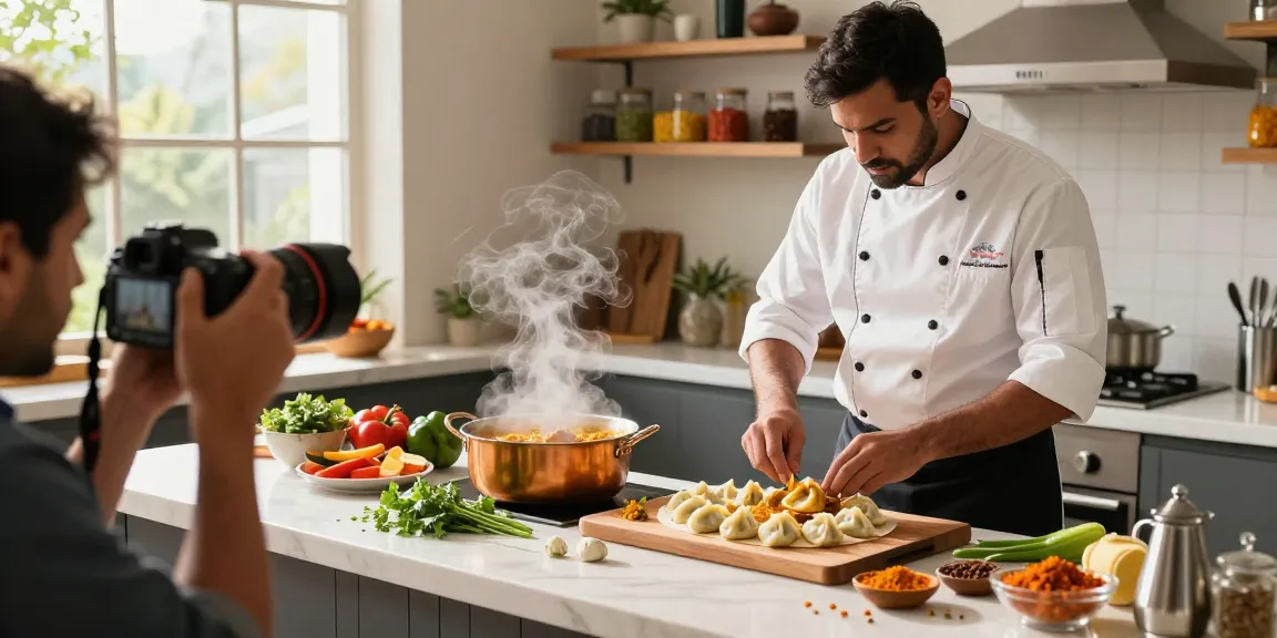 Discover authentic flavors at https://namastecurryandmomo.com, featuring Indian curries and Nepali momos in a vibrant kitchen.