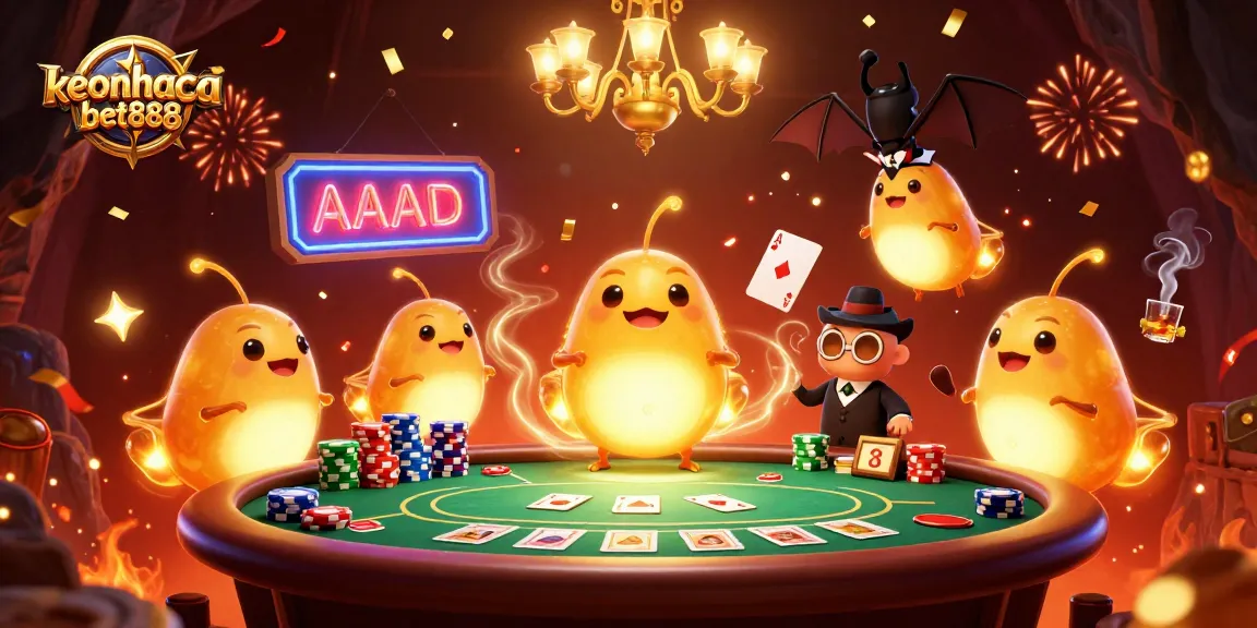Experience the excitement at keonhacaibet888 with glowworms illuminating a vibrant casino scene.