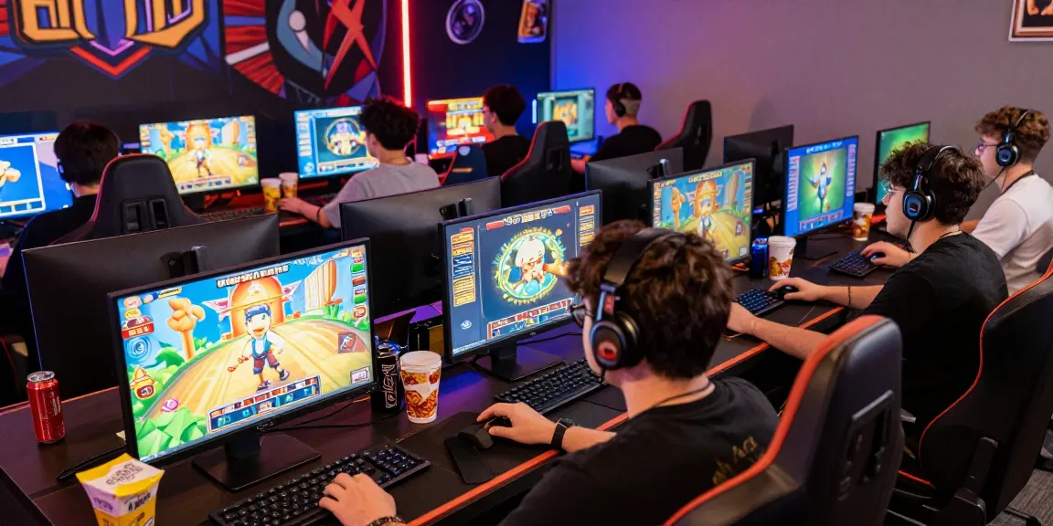 Playbook88 gaming scene with focused players enjoying vibrant online slot games.