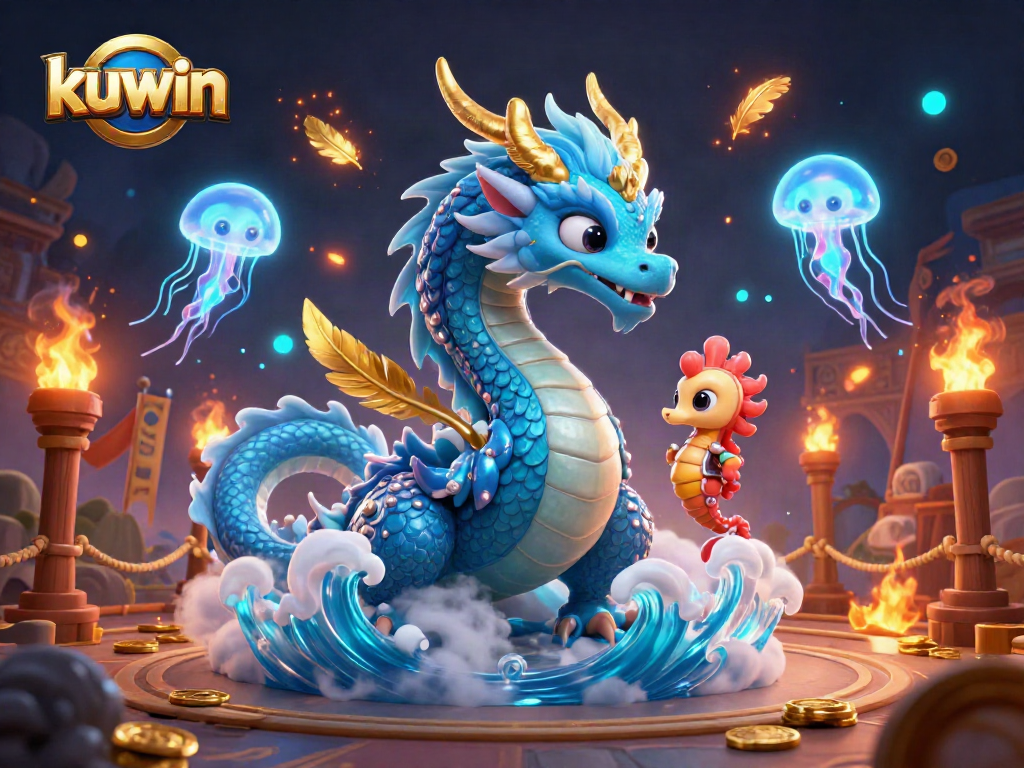 Kuwin captures the thrill of online gambling with vibrant characters and dynamic casino elements in an illustrated scene.