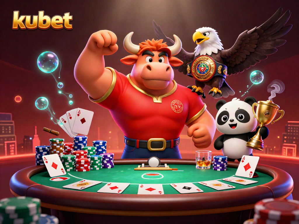 kubet celebrates gaming with vibrant 3D characters in a casino-themed victory scene