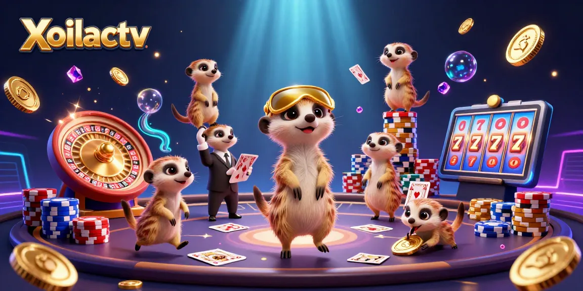 Xoilactv showcases meerkats in a vibrant casino scene, maximizing your gaming excitement.