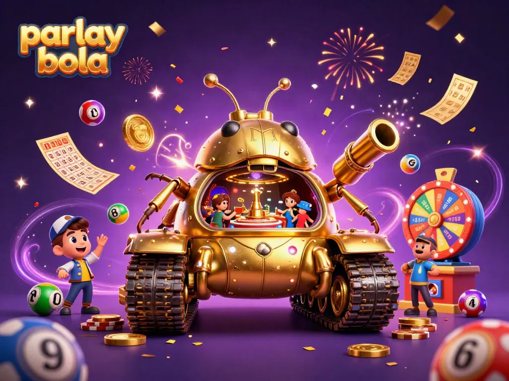 Join the excitement of parlay bola with lively illustrations of a golden beetle tank casino.