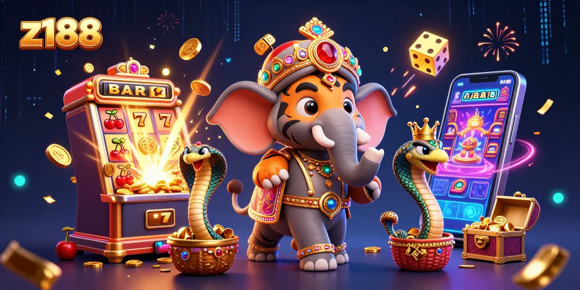 Experience thrilling jackpots at z188 with a vibrant 3D illustration capturing casino excitement and opportunities.